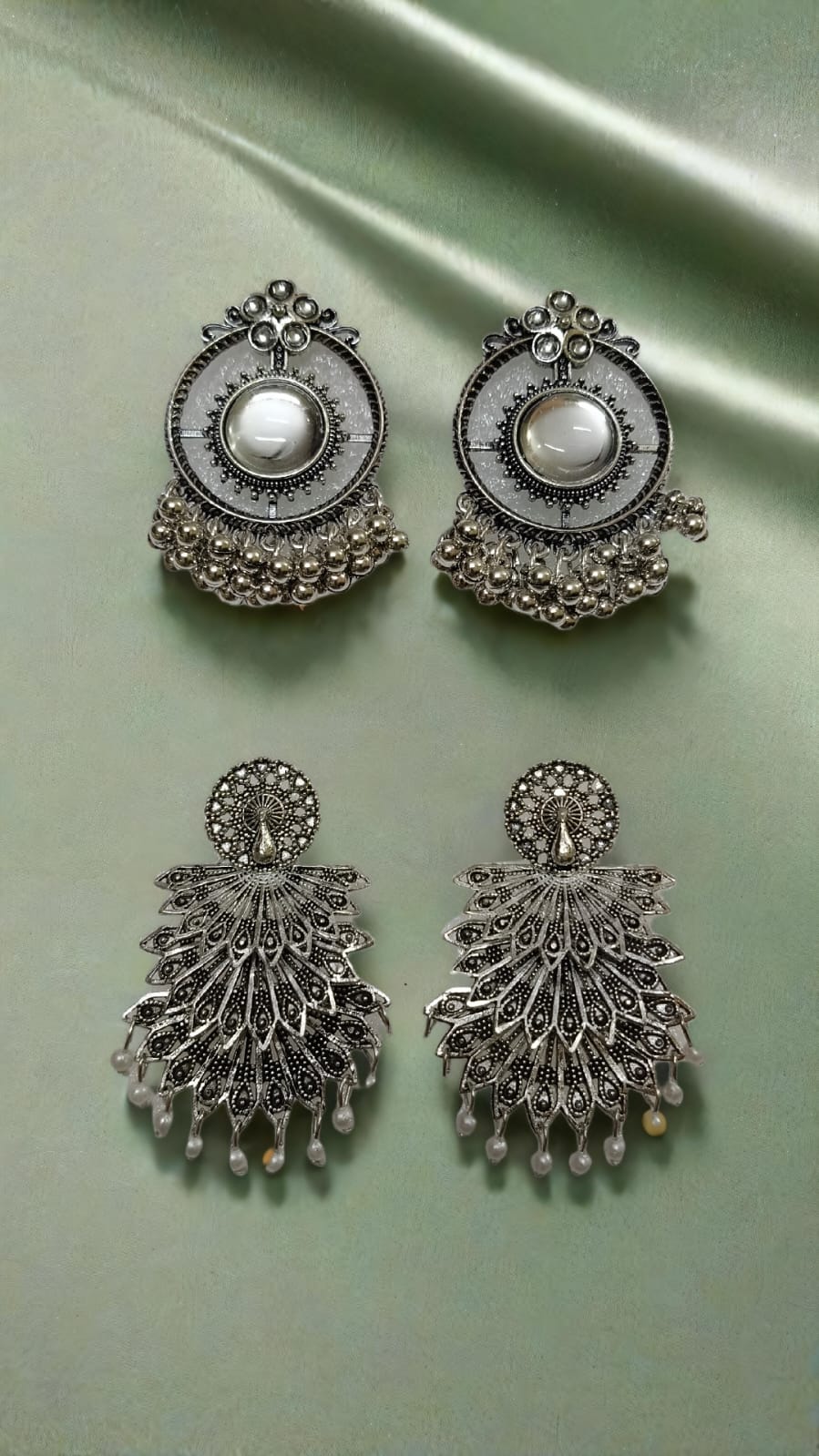 Gemstone jewelry oxidised earrings