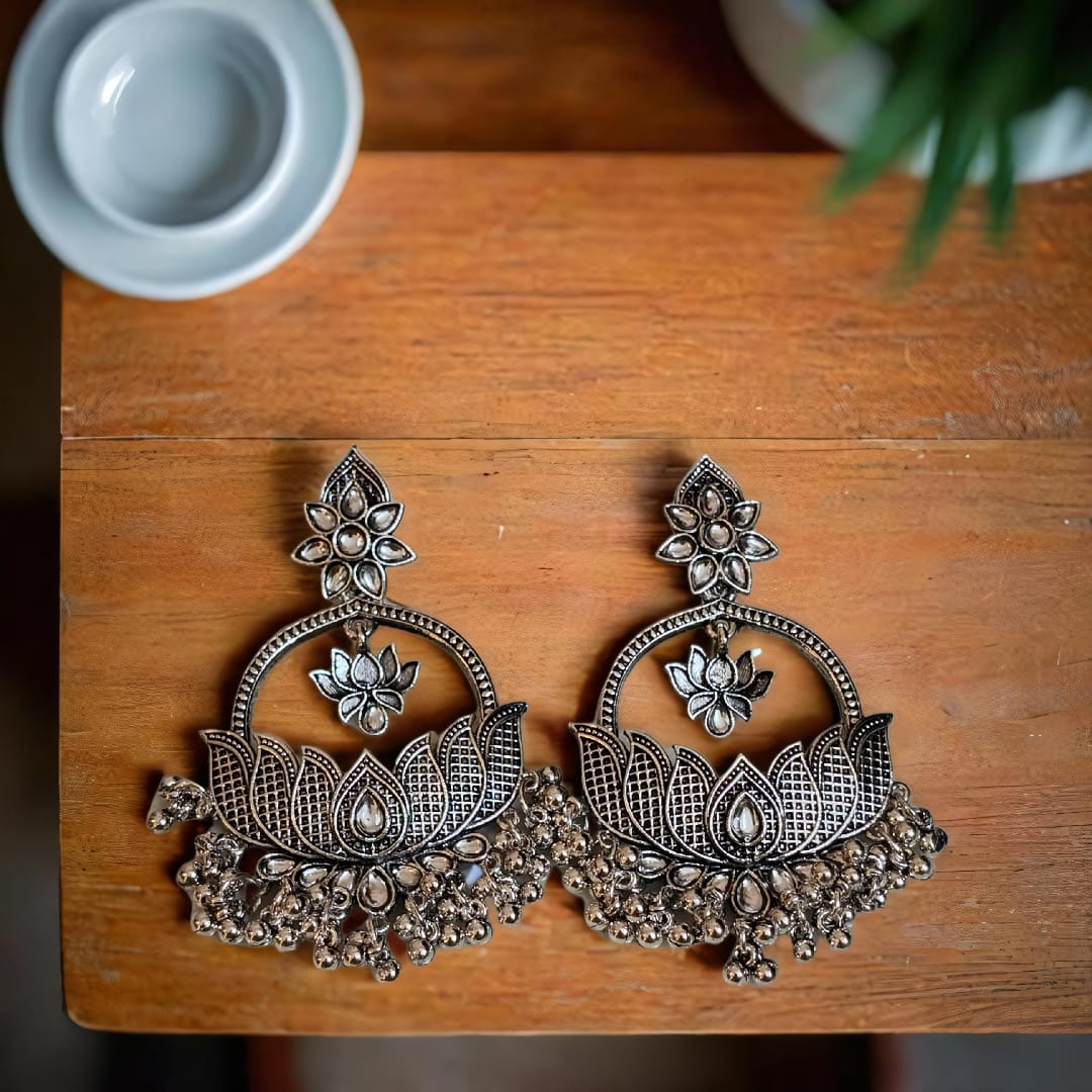 Gemstone jewelry with stylish oxidised earrings